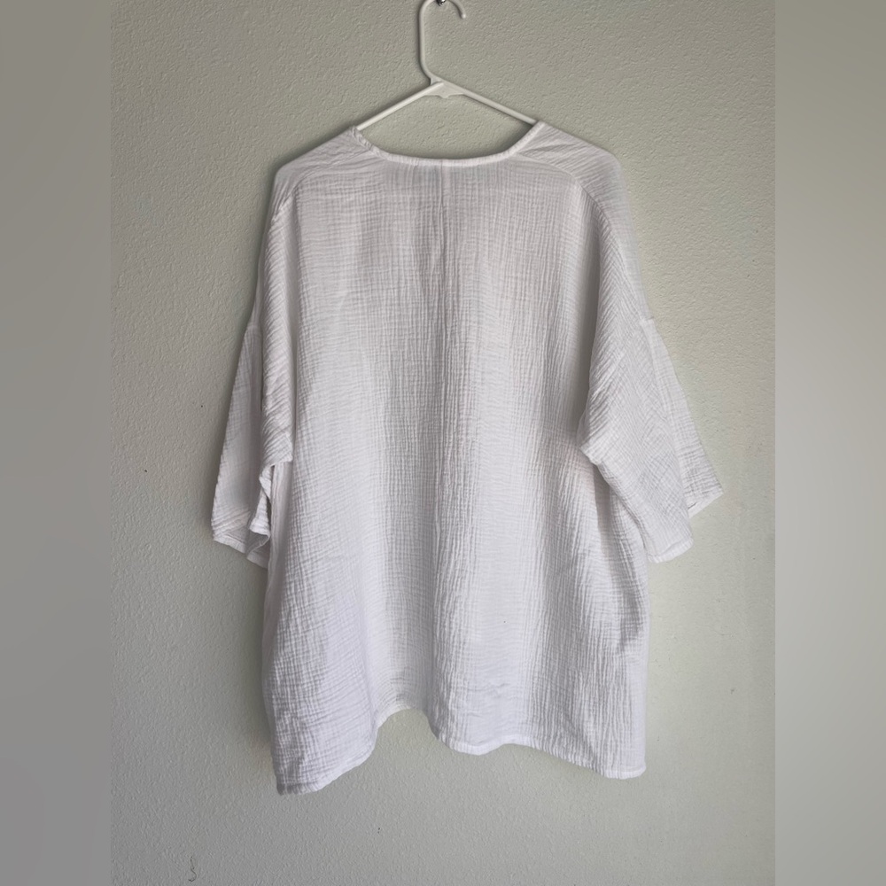 Bryn Walker White Bax Shirt Woven Cotton Gauze Tunic Top Oversized - Picture 2 of 9